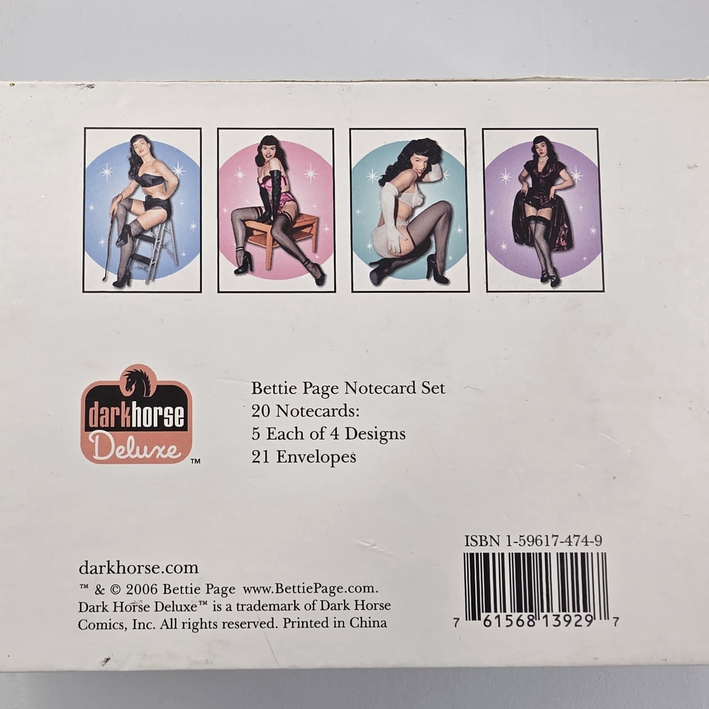 NEW Vintage 2006 Bettie Page Pinup Notecard Set New In Box 3161-D - Picture 6 of 13